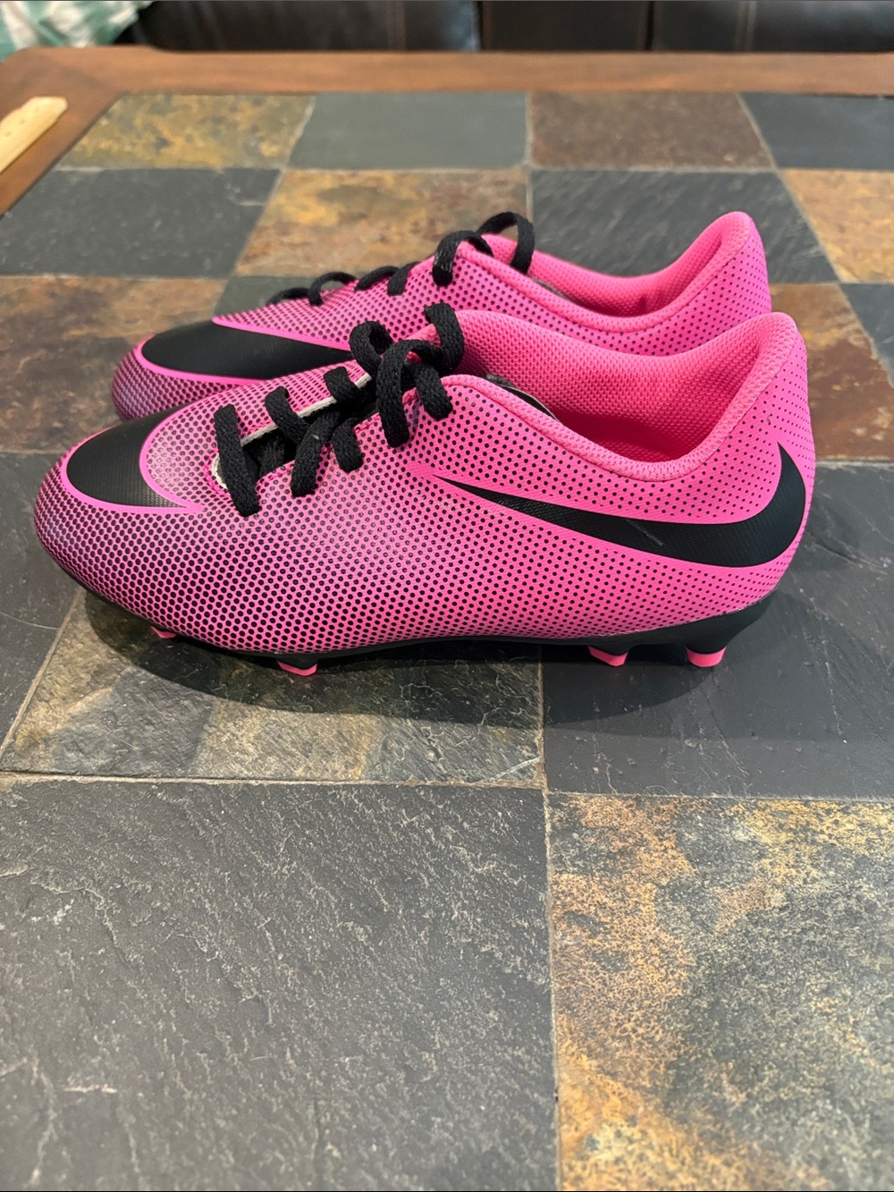 New with out box. Nike Hot Pink and Black Soccer Cleats size 4.5.